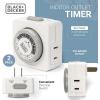imageBLACKDECKER Light Timers Indoor Programmable 2 Pack with Polarized Outlet  Analog Timer Outlet with 30 Minute Intervals for Lights Lamps Appliances  Electric Timer with Override Switch