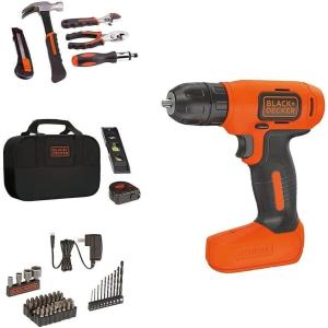 imageBLACKDECKER 8V MAX 57Piece Cordless Drill and Household Tool Kit for Home with Tool Storage Bag BDCD8PKDrill Tool Kit