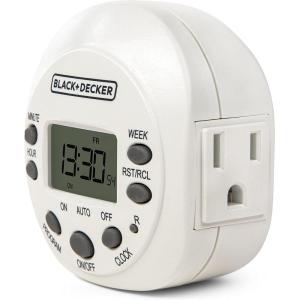 imageBLACKDECKER Light Timers Programmable Indoor 1 Pack with Grounded Outlet  Compact Digital Timer Outlet with Daylight Savings Mode 7Day Weekly Settings  Plug Timer for Appliances Lamps