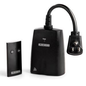 imageBLACKDECKER Wireless Outdoor Outlet with Remote 2 Grounded Outlets  Remote Light Switches1Pack