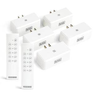 imageBLACKDECKER Wireless RemoteControl Outlet Pack of 5 Outlets 2 Remotes  Premium Light Switches
