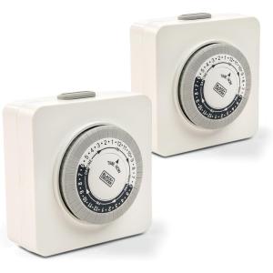 imageBlackDecker Light Timers Indoor Programmable 2 Pack with 2 Grounded Outlets Analog Timer Outlet with 30 Minute Intervals for Lights Lamps Appliances  Electric Timer with Override Switch