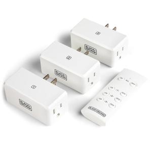 imageBlackDecker Wireless RemoteControl Outlet Pack of 3 Outlets 1 Remote  Premium Light Switches