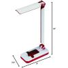 imageBlack and Decker Office LED3FOLDWHTRED PureOptics Verve 5W FlickerFree Natural Daylight LED Desk Lamp with USB Charging Port Phone Stand 2 Dimming Levels 267 Lumens 16quot x 9quot x 35quot  WhiteRedWhiteRed