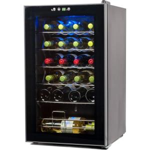 imageBLACKDECKER BD61526 Wine Cellar Black Cabinet with Gray Door Accent24 Bottles