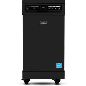 imagePORTABLE DISHWASHER ON WHEELS 18 WITH WORKTOP SPACE 8 PLACESETTING CAPACITY STAINLESS STEEL WITH FAUCET CONNECT BLACKDECKER