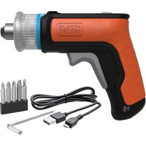 imagebeyond by BLACKDECKER 4V MAX Cordless Screwdriver Hex LShaped 2Inch Assorted Bits BCRTA601APB  OrangeOrange Screwdriver