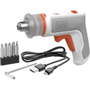 imagebeyond by BLACKDECKER 4V MAX Cordless Screwdriver Hex LShaped 2Inch Assorted Bits BCRTA601APB  OrangeWhite Screwdriver