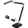 imagePureOptics LED Summit Flex Ultra Reach 10W FlickerFree Natural Daylight LED Desk Lamp with USB Charging Port 6 Dimming Levels 447 Lumens 295quot x 26quot x 6quot  BlackGray LED10ARCBlackGray