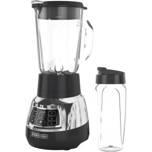 imageBlackDecker Quiet Blender with 6Cup Cyclone Glass Jar 3 Speeds  3 Functions ampamp Serrated Blade Technology for Faster Blending Pulse Button and 24oz Personal Jar 900W