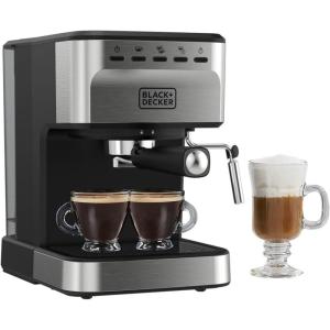 imageBlackDecker SemiAutomatic 15 Bar Espresso and Cappuccino Maker Versatile Machine with Ability to use Grounds or ESE Pods to Make Your Perfect Cup of Coffee