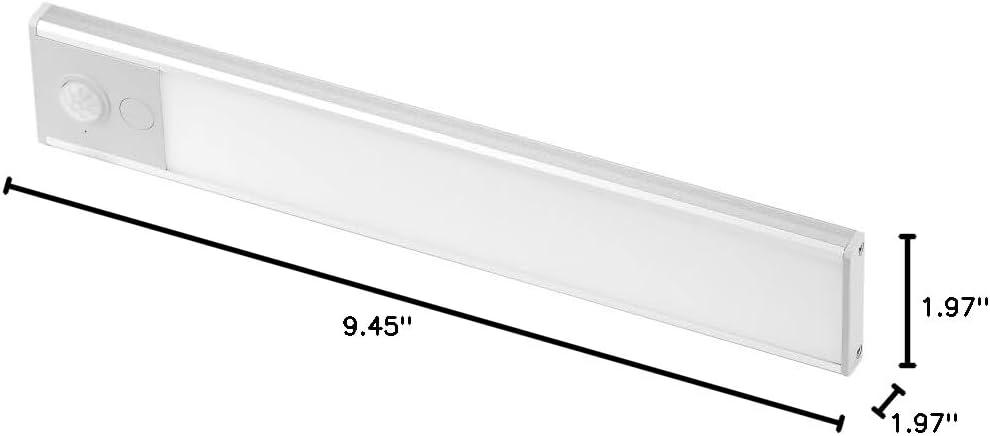 imageRechargeable Under Cabinet Lighting Motion Sensor OnOff Warm White LED StickOn Install for Kitchen ampamp Closets  1 BarSilver
