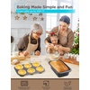 image:imageBLACKDECKER 3Piece Carbon Steel Baking Sheet Set Includes 13 15 17 Cookie Sheets for Baking 04mm Carbon Steel Baking Pans Set with Ceramic NonStick Coating PFOA amp PTFE Free Black Finish6Piece