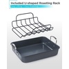 image:imageBLACKDECKER Large Turkey Roasting Pan with Rack 08mm Carbon Steel Baking Pan with Ceramic NonStick Coating Cooking Pan for up to 24 lb Turkey UShaped Rack Included Stainless Steel Handles