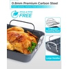 image:imageBLACKDECKER Large Turkey Roasting Pan with Rack 08mm Carbon Steel Baking Pan with Ceramic NonStick Coating Cooking Pan for up to 24 lb Turkey UShaped Rack Included Stainless Steel Handles