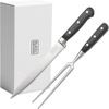 image:imageBLACKDECKER 2Piece Stainless Steel Carving Knife Set 8 Carving Knife amp 7 Fork Kitchen Knife with 3CR13 Stainless Steel Blade Meat Knife with Black ABS Handles Magnetic Gift Box for Storage