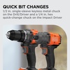image:imageBLACKDECKER 20V MAX POWERCONNECT Brushless Cordless 12 In Drill Driver and 14 In Hex Impact Driver with 2Ah Battery and Charger Impact Drill Set with More Runtime High Torque LED BLDI782CKD1
