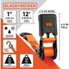 image:imageBLACKDECKER 6Piece LightDuty Ratchet TieDown and Bungee Strap Kit  1 x 12 LightDuty Ratchet Straps 1500 lbs Break Strength 48 Flat Bungee Straps Kit for Securing Lightweight Cargo